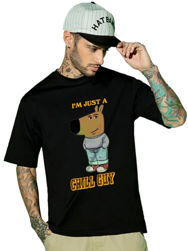 Image of Bewakoof Men's Graphic Print Oversized Fit Half Sleeve Round Neck Cotton Jersey T-Shirt