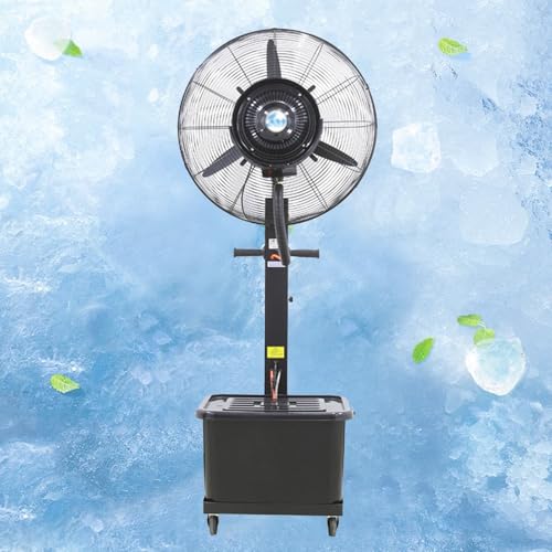 MZQMK Ventilador Nebulizador Exterior Terraza Jardin Bar Deposito Agua Ventiladores De Pedestal Ventilador Industrial De Pie Fácil De Limpiar, para Dormitorio, Oficina, Hogar(A)