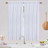 CAROMIO White Kitchen Bathroom Curtains Window 45 Inch Length Waterproof Waffle Weave Half Window Cu