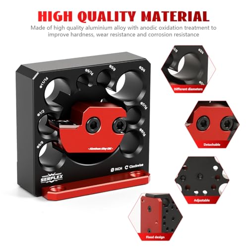 Image of Serplex 8-Hole Dowel Maker Jig, 5 /16 3 /8 7 /16 1 /2 9 /16 5 /8 11 /16 3 /4in djustable Metric Dowel Maker Tool with Carbide Blade, Electric Drill Milling Dowel Round Rod Auxiliary Tool for Woodworking