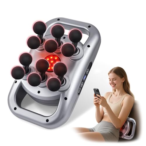 Pistola de Masaje Muscular de 12cabezales,Pistola de Masaje Muscularcon 9 Niveles y 9 Modos,Aliviar la Tensión Muscular y La Fatiga para Espalda,Cintura,Muslos,Pantalla HD,Temporizador de 10minutos