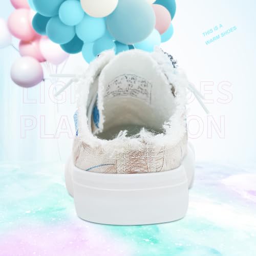 Image of Obtaom Women Canvas Mules Memory Foam Clipper Fashion Sneakers Comfortable Slip-On Mule Backless Holiday Shoes