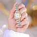 Gold Watches for Women Dainty Square Vintage Watches Luxury Ladies Diamond Accent Stainless Steel Bracelet Watch Business Casual Dress Analog Quartz Wrist Watch (1 Gold)