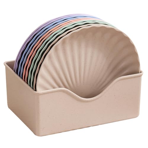 小皿10点セット 醤油皿 麦わら皿 サラダ皿 調味料皿 漬物皿 揚げ物皿 小鉢 深い夕食 台座付き ミックスカラー マルチシェイプ 食器 電子レンジ 洗浄 キッチン用品 家庭 飲食店用 家庭用 (貝殼形)