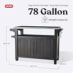 Keter Outdoor Rolling Table Cart for Food Prep, Storage, Bar & Grill, Dark Brown - Portable Kitchen Island Tabletop with Wheels for Drinks, Snacks, and Cooking - Image 3