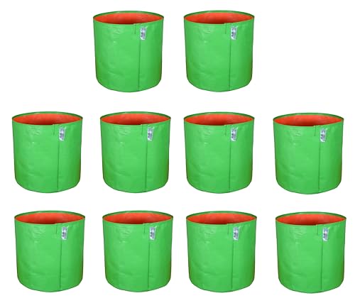 YUVAGREEN Premium Grow Bags for Terrace Gardening Vegetables & Flowers| Round Shaped Green Colour Grow Bag | Suitable for Terrace Gardening| Kitchen Gardening & Balcony (12