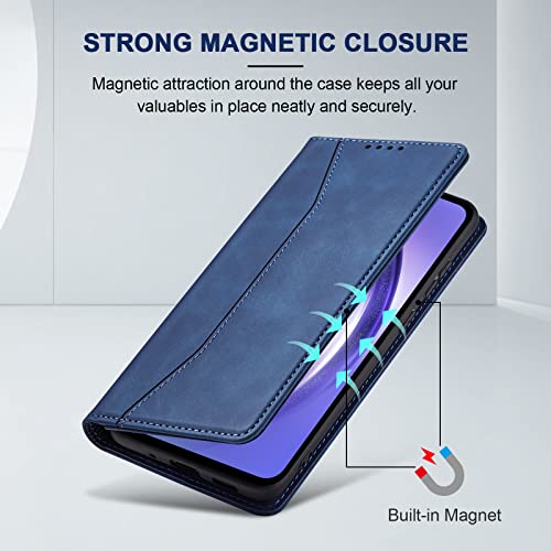 Image of Jasonyu Flip Wallet Case for Samsung Galaxy A54 5G,Leather Magnetic Folio Cover with Card Holder,Kickstand - TPU Shockproof Durable Protective Phone Case,Blue