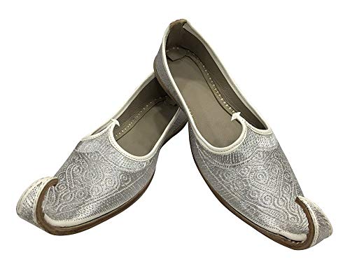 Handmade Silver Khussa Men Vintage Look Punjabi Jutti Indian Aladdin Mojari2