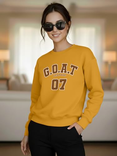Image of LEOTUDE Women's Loopknit Boyfriend /Loose Fit Round Neck Sweatshirt (Color Black)