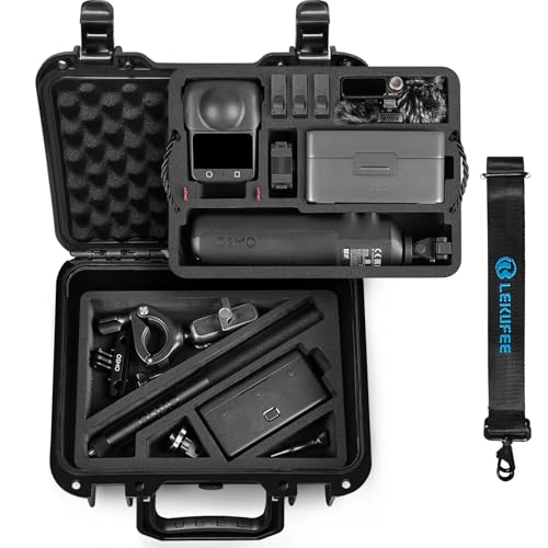 Lekufee Portable Waterproof Hard Case for DJI Osmo 360 Camera Adventure Combo Action Camera Battery Charger DJI Mic 3/2/Mini More Accessories(Case Only)-Black