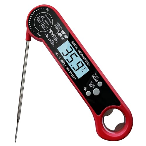 GOZOPO Instant Read Digital Meat Thermometer for Cooking & Grilling - Waterproof, Fast & Accurate Kitchen Food Thermometer with Backlight for BBQ, Oven, Beefsteak, Chicken Chop, Candy Making