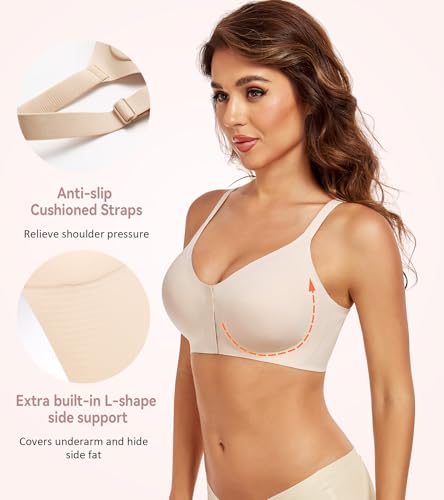 Lemorosy Front Closure Bras for Women Posture Back Smoothing Seamless Wireless Bra Comfortable Brasieres3
