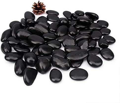 [18 Pounds] Black Pebbles Aquarium Gravel River Rock, Natural Polished Decorative Gravel,Garden Outdoor Ornamental River Pebbles Rocks,Black Stones，Polished Gravel for Landscaping Vase Fillers (18.6)