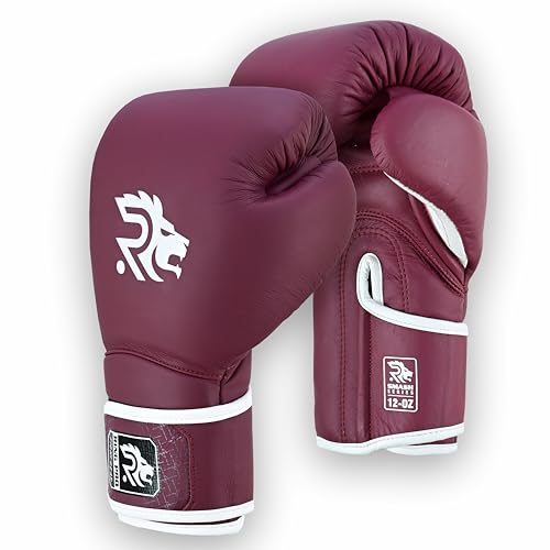 Ring Pro Leather Boxing Gloves for Men & Women – Suitable for Training, Sparring, Kickboxing, MMA, Muay Thai, Heavy Bag Work (Maroon, 16 oz)