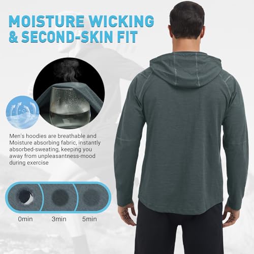 MEETWEE Herren Tank Top, Sportshirt mit Kapuze Ärmelloses/Langarm Muskelshirts Fitness Sleeveless Shirt Atmungsaktiv Laufshirt Achselshirts Hoodie für Gym Running Training 2