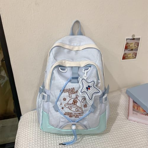 Korean Style College Backpack with Star Pendant for Boys Girl (Light)4