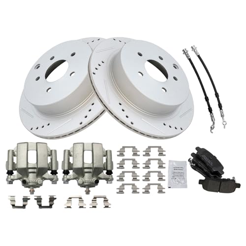 Image of TRQ Performance Rear Brake Pad and Rotor Set Semi Metallic Coated Rotors | For 2003-2007 Nissan Murano