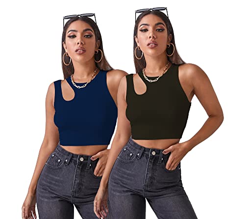 Image of Shasmi Women Crop Top, Ribbed, Stylish Tank Top, Soft and Comfy Fabric has Some Stretch