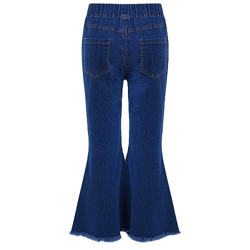 Shinsto Kids Girls Casual Jeans Bell Bottom Denim Pants Jeans Ripped High Waist Retro Wide Leg Flare Pants2