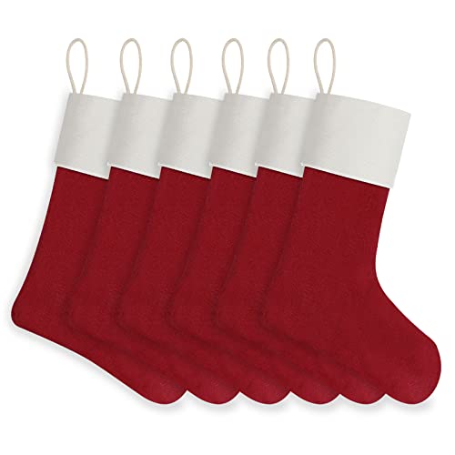 Red Christmas Stocking 18 Inch 6 Pack Xmax Personalized Stockings Bulk for Sublimation Blanks Red 6