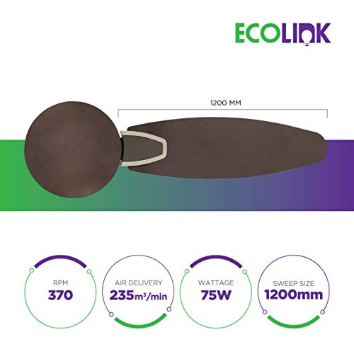 Image of EcoLink Petal Premium Decorative Easy Clean Ceiling Fan - 1200MM (Cinnamon Brown), Standard- Pack of 1
