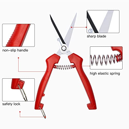 Sanung 2 Pack Pruning Shears - Straight Stainless Steel Hand Pruner Garden Trimmer Scissors Clippers With PVC Handle Safety Lock for Gardening Tree Trimming - Image 3