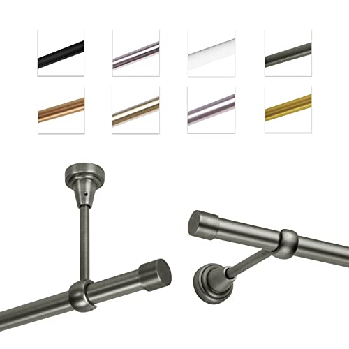 MDEKOR Gardinenstange 540 cm einläufig | Vorhangstange für die Wandmontage oder Deckenmontage Silber Grau aus Metall | Gardinenstangenset Ø 19mm
