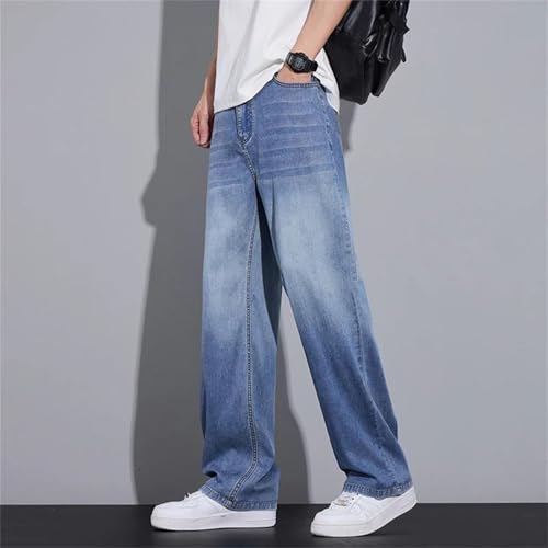 Men's Gradient Jeans Summer Smooth Loose Wide Leg Denim Pants Vintage Streetwear Thin Fashion Trousers2