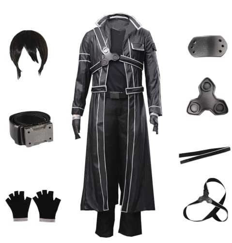MANMICOS US-Größe SAO Cosplay Kostüme Kirito Herren Party PU Leder Anzug...