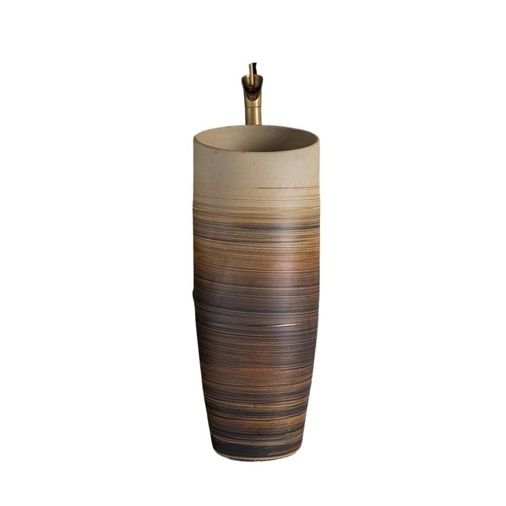 Zhaoj24-05 One Color Pedestal Sink Ceramic Integrated Pedestal Sink With Faucet And Drain Kit Floor-Standing Wash Basin For Patio, Balcony, Bathroom