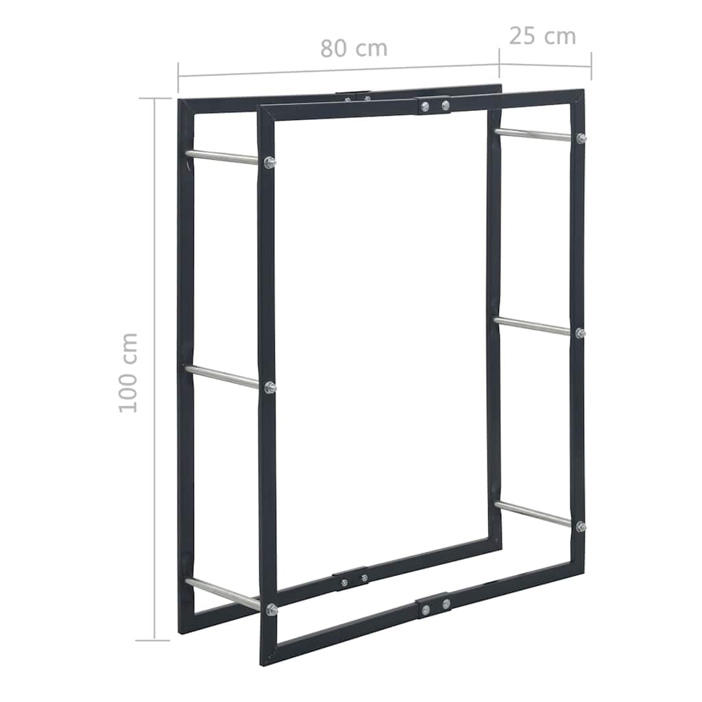 Stojak na drewno kominkowe 80x25x100 cm stal czarny