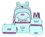 Kit Mochila De Costas Stitch Lancheira Térmica e Estojo Box 100 Pens (TURQUESA)