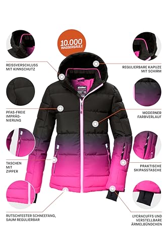 killtec Mädchen Skijacke/Ski-Steppjacke mit Kapuze und Schneefang KSW 330 GRLS SKI QLTD JCKT, pink, 128, 42469-000