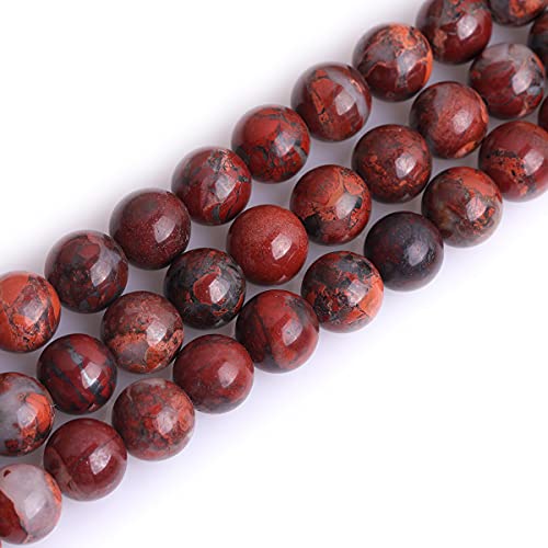 GEM-Inside 8mm Natural Dark Red Poppy Flower Jasper Stone Gemstone Semi Precious Round Spacer Beads for Jewelry Making 15'