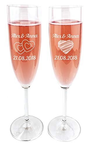 Leonardo sektgläser mit gravur als hochzeitsgeschenke für brautpaar mit individueller namens
