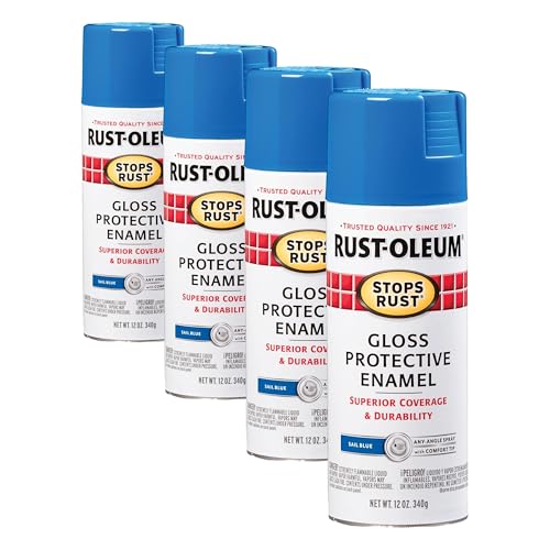 Image of Rust-Oleum 7724830 Stops Rust Spray Paint, 12 oz, Gloss Sail Blue (Pack of 4)