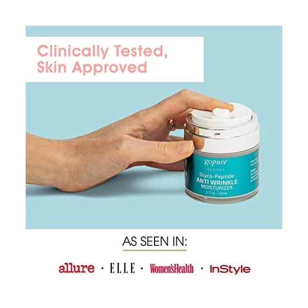 goPure Glyco-Peptide Anti Wrinkle Face Cream - Hyaluronic Acid Moisturizer for Face with Glycolic Acid, Peptides, and Vitamin E - Hydrating Facial Moisturizer with Anti-Aging Formula - 1.7 fl oz