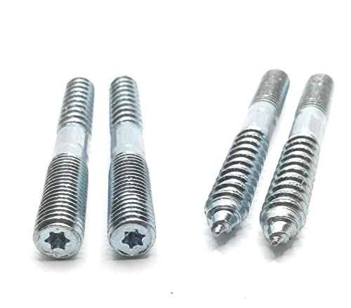 Image of Hanger Bolt M12x100 Silvery Double Headed Bolt Self-Tapping Screw with Hexagon for Furniture 12Pcs