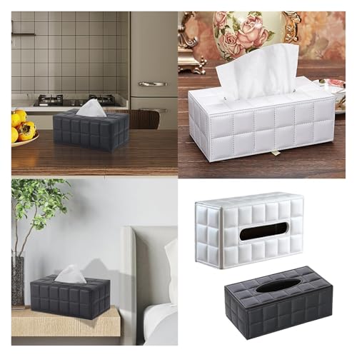 Boîte à mouchoirs en PU blanche distributeur rectangulaire pour décoration - 4