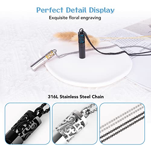 Essential Oil Diffuser Necklaces for Women, 2PCS Aromatherapy Necklaces Stainless Steel Diffuser Locket Pendant Cylinder with 20 Felt Pads, Aroma Necklaces Gift Set for Mothers Day - Image 6