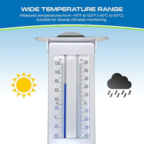 Image of Indoor Outdoor Temperature Meter with Analog & Digital Display | Wall Hanging Weather Gauge with Max-Min Reading