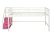 DHP Junior Twin Metal Loft Bed with Storage Steps, Multifunctional Space-Saving Solution - White with Pink Steps