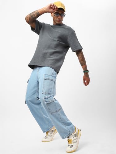 Bewakoof Herren Baggy Fit Jeans, Indigo_654891, 46 – Bild 7