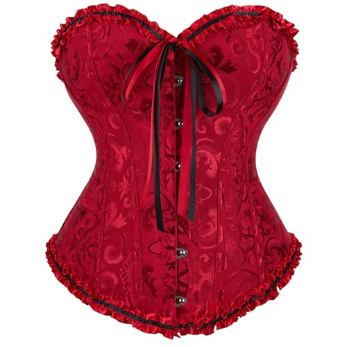 Dasfsagh Corsé con corpiño para mujer Corset Negro Fiesta CorpiñO Mujeres Sexy Vintage Gothic Party Top Estilo Vintage con Cremallera Corsé Blanco Mujer