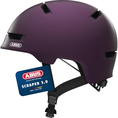 ABUS Stadthelm Scraper 3.0 - Robuster Hartschalen-Fahrradhelm für den Stadtverkehr - für Damen und Herren - Lila, Größe M