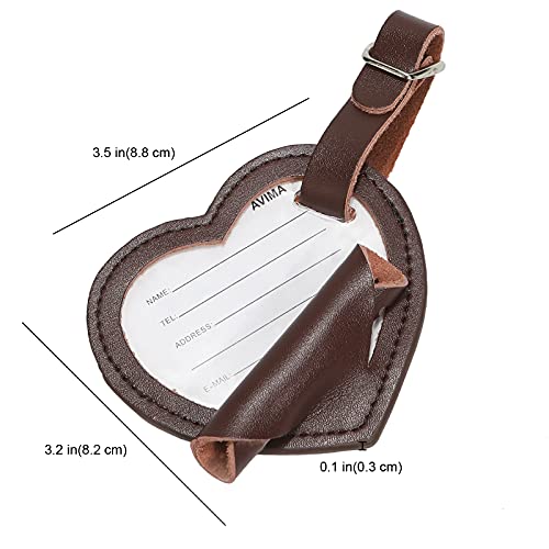 Image of AVIMA Premium Handmade Leather Small Heart Luggage Travel Bag Suitcase Tags 2pcs