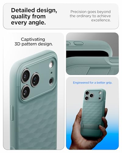 Image of Spigen Parallax S MagFit Back Cover Case for iPhone 17 Pro, MagSafe Compatible, 3D Hexa Cube Design - TPU | Sage Green
