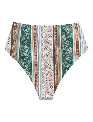 Image of ZAFUL Women High Waisted Bikini Bottoms Ruched Swimsuit Bottom Tummy Control Bathing Suit Bottoms