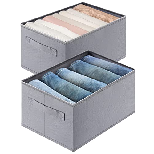 2 Stück Faltbare Aufbewahrungsbox für Jeans Hosen Hemden, Schubladen Organizer, Ordnungssystem für Kleiderschrank,Unterwäsche Tshirt by TOOELMON Grau Cover