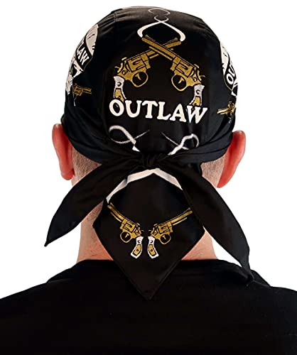 Sparkling EARTH Outlaw Skull Screenprint Skull Caps Doo Rags Do Rag Durag Headwrap Head Wraps Skullies - Made in The USA!